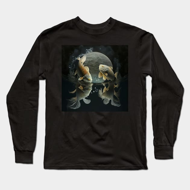 Fish dancing on the moon. V2 Long Sleeve T-Shirt by newcoloursintheblock